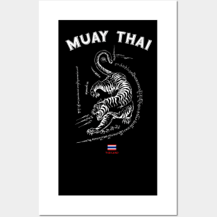 Muay Thai Tiger Sak Yant Tattoo Kickboxing Thailand Posters and Art